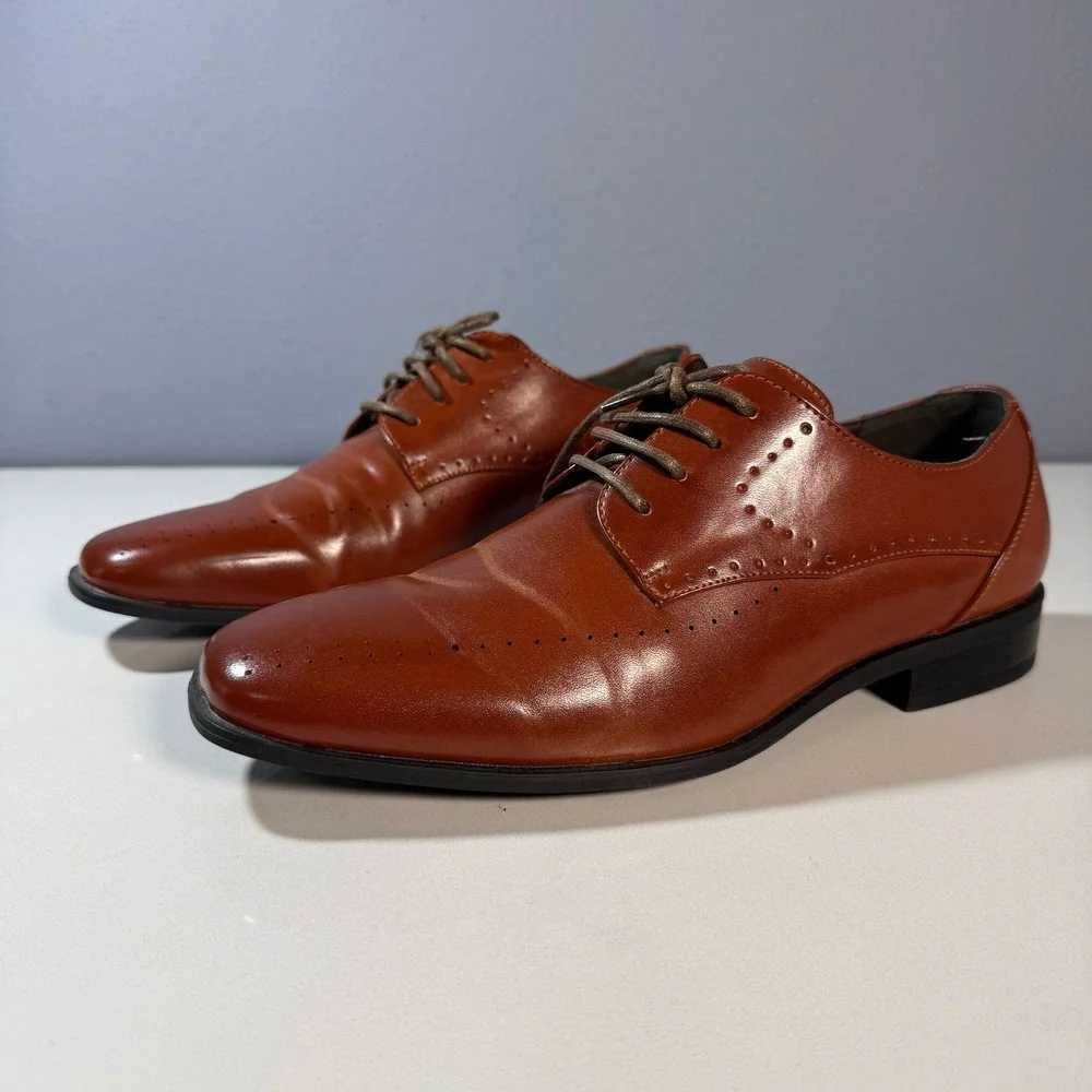 Stacy Adams Boys Dress Shoes Cognac‎ Brown Lace Up Oxford Size 7M